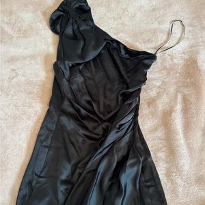 Satin one shoulder midi dress